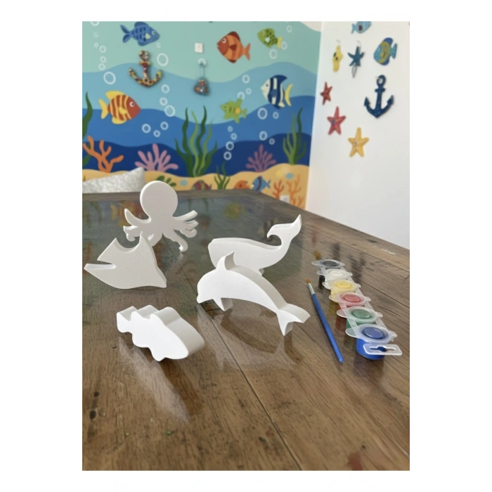 3D Deniz Hayvanları Boyama Seti ,Puzzle, Eva Baskı Süngeri. Çocuk Etkinlik, Montessori.