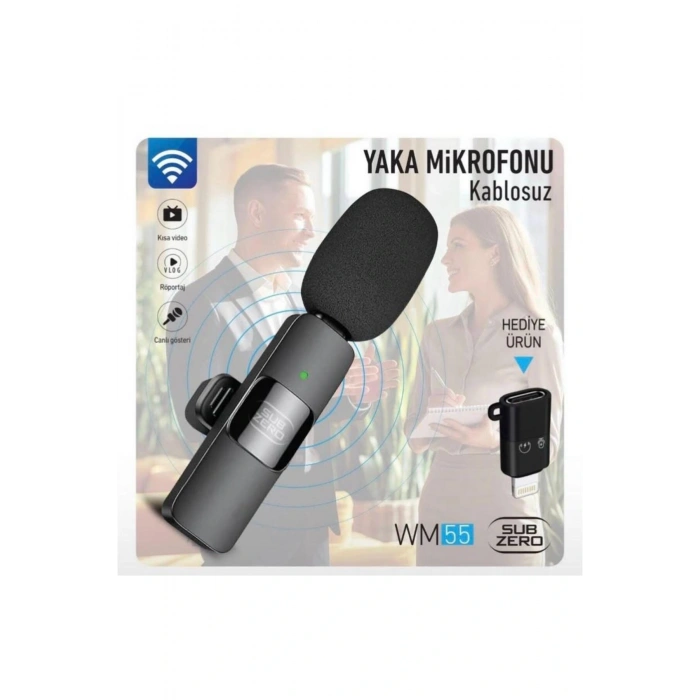 Kablosuz Yaka Mikrofonu Type-c Ve Lightning Uyumlu Ses Arayüzü Mini Yaka Mikrofonu