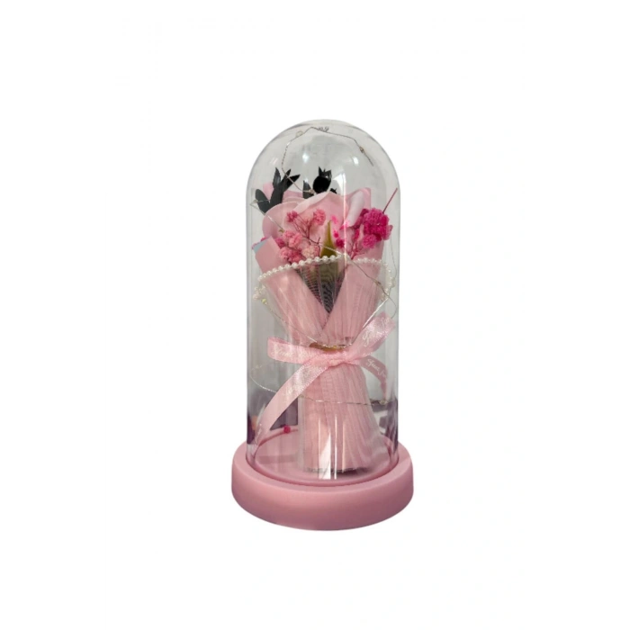 Fanus İçinde Gül Led Işıklı