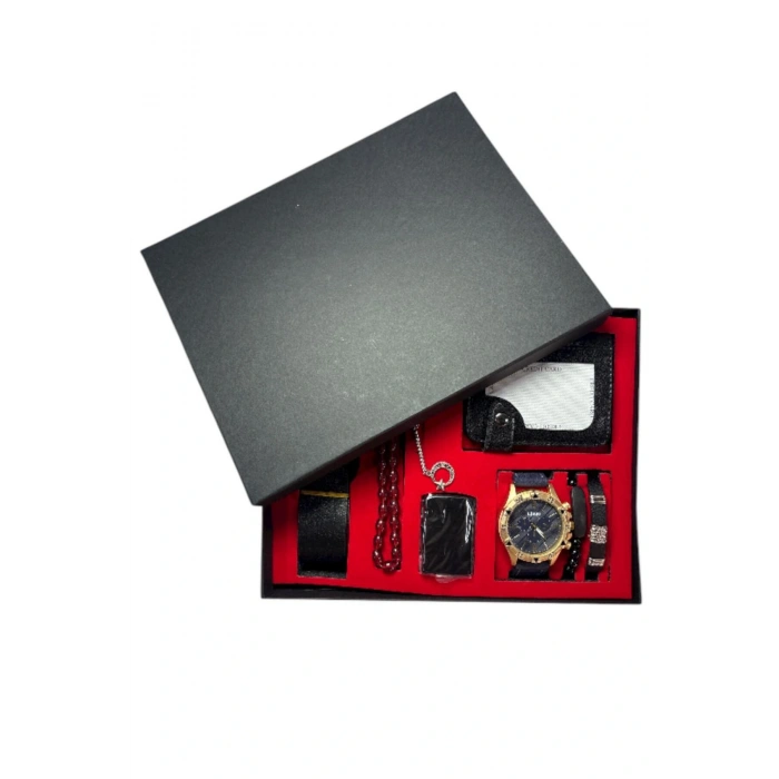 Erkek Kol Saati Kartlık Çakmak Kemer Tesbih ve Bileklik Seti