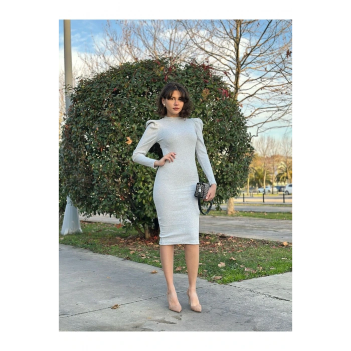 Karpuz Kol Triko Elbise-siyah