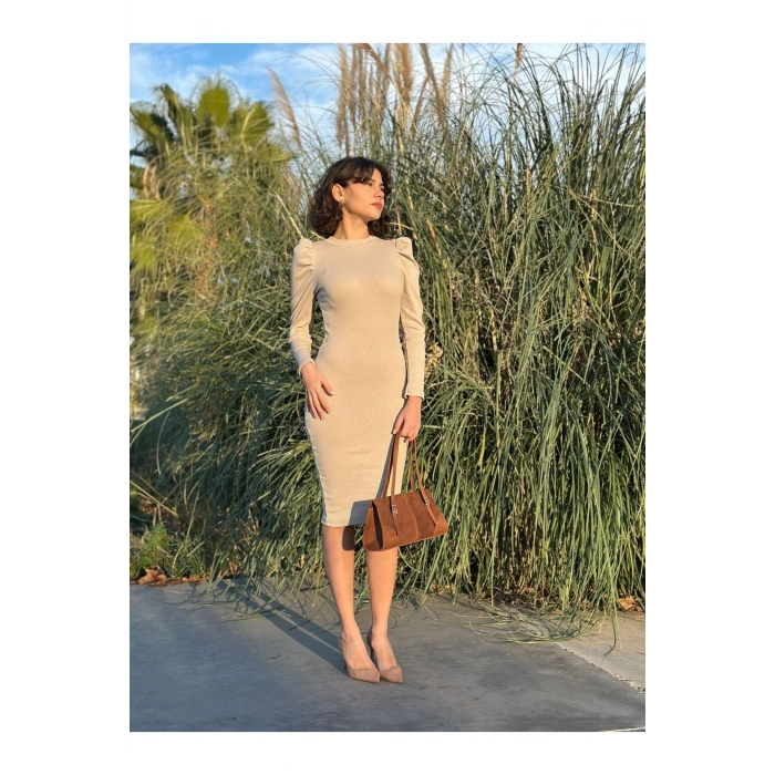 Karpuz Kol Triko Elbise-siyah