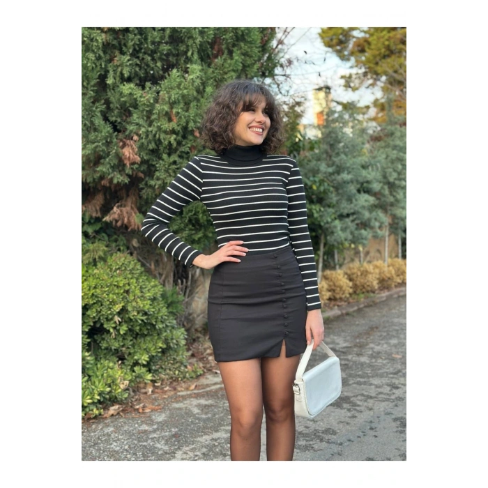 Kadın Balıkçı Yaka Çizgili Kaşkorse Bluz