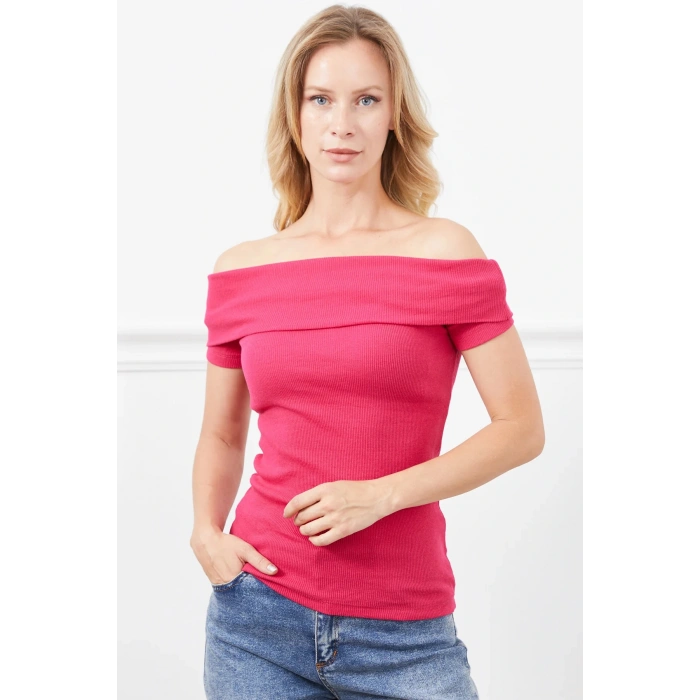 Madonna Yaka Kısa Kol Bluz