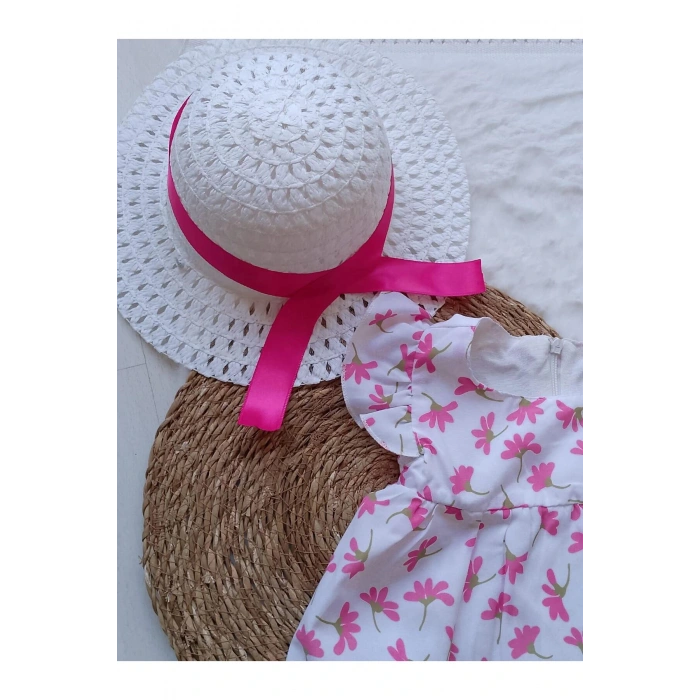 KIZ ÇOCUK DESENLİ ŞAPKALI ELBİSE