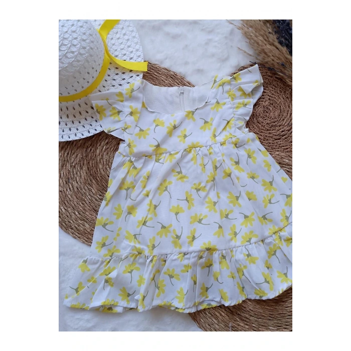 KIZ ÇOCUK DESENLİ ŞAPKALI ELBİSE