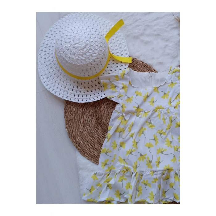 KIZ ÇOCUK DESENLİ ŞAPKALI ELBİSE