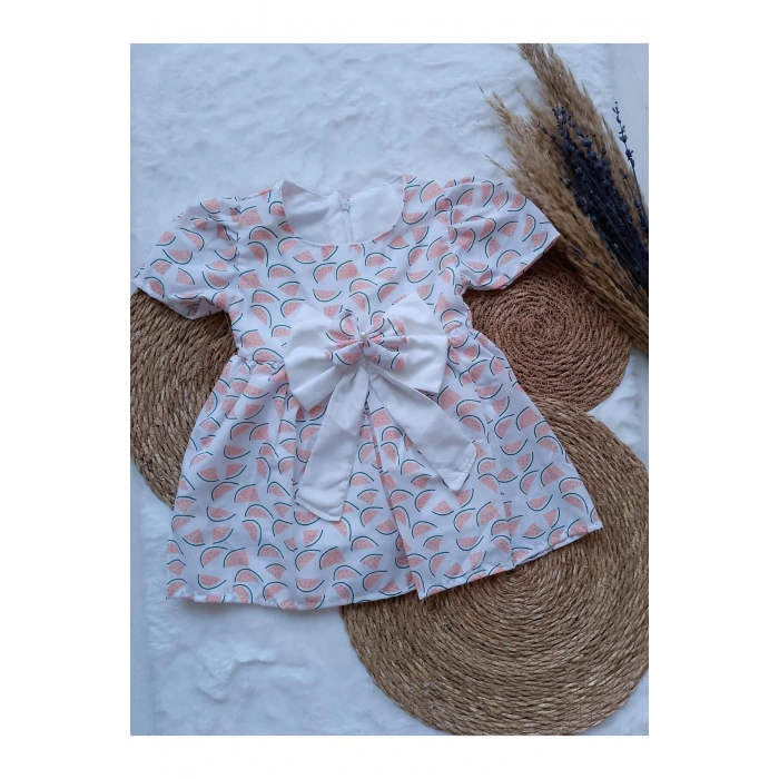 KIZ ÇOCUK KARPUZ DESENLİ ELBİSE