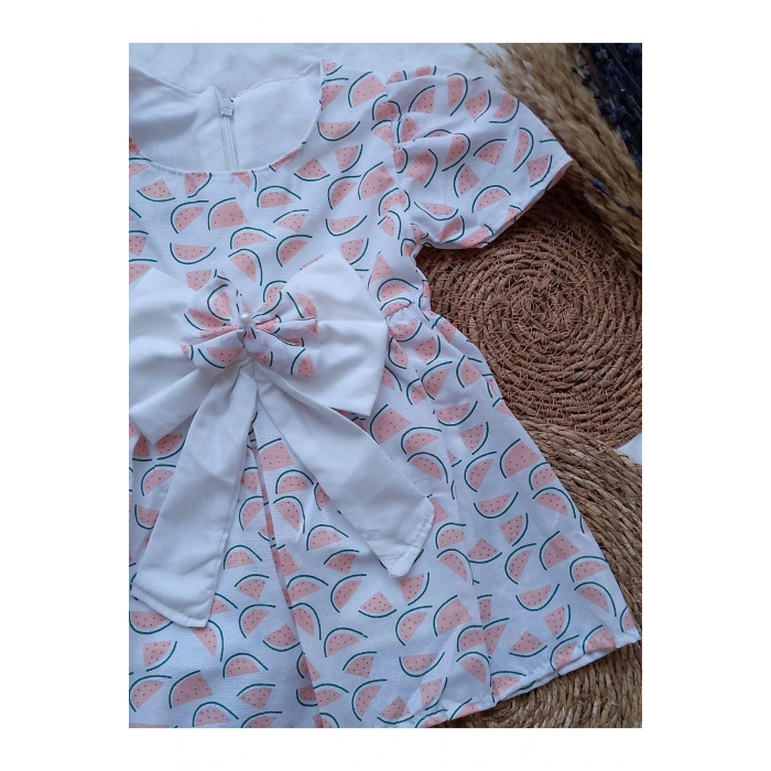 KIZ ÇOCUK KARPUZ DESENLİ ELBİSE