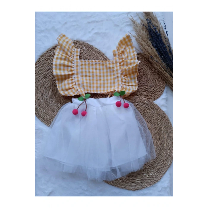 KIZ ÇOCUK CROP, TÜL ETEKLİ TAKIM