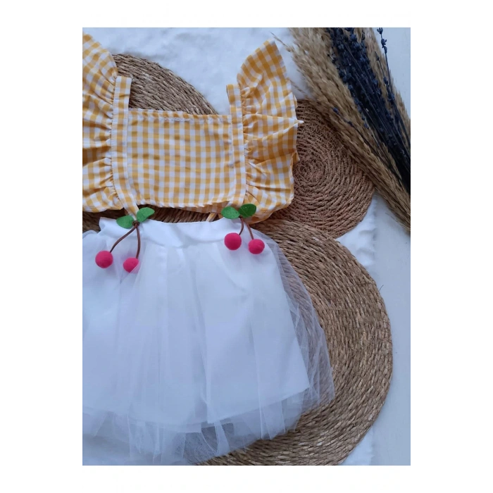 KIZ ÇOCUK CROP, TÜL ETEKLİ TAKIM