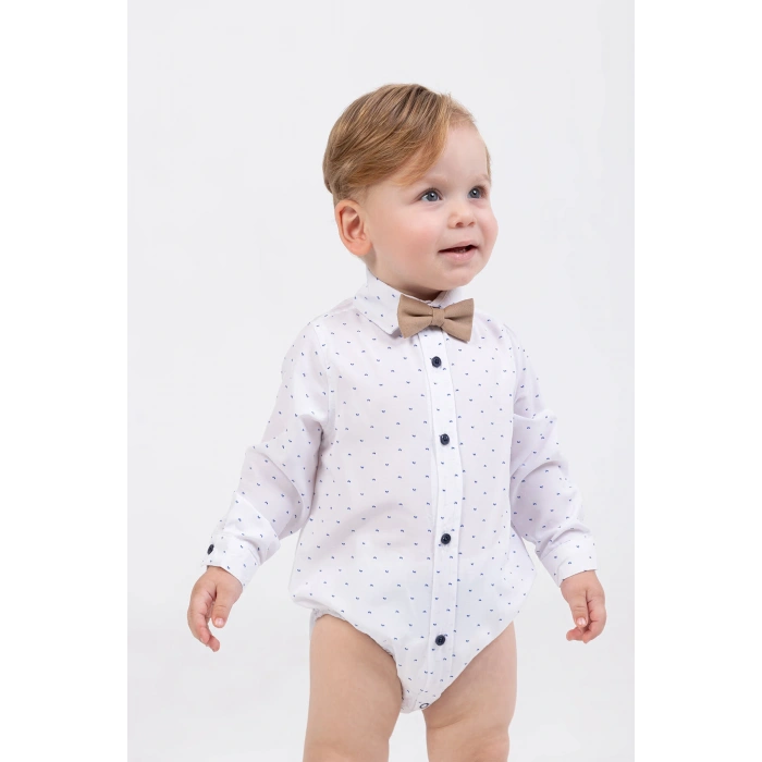 Yaprak Desenli Salopetli 4lü Erkek Çocuk Zıbın Takım