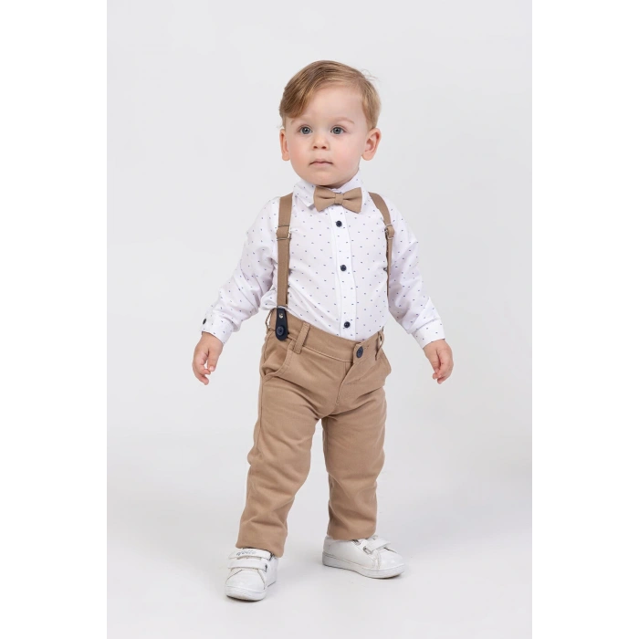 Yaprak Desenli Salopetli 4lü Erkek Çocuk Zıbın Takım