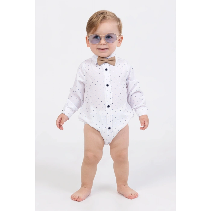 Yaprak Desenli Salopetli 4lü Erkek Çocuk Zıbın Takım