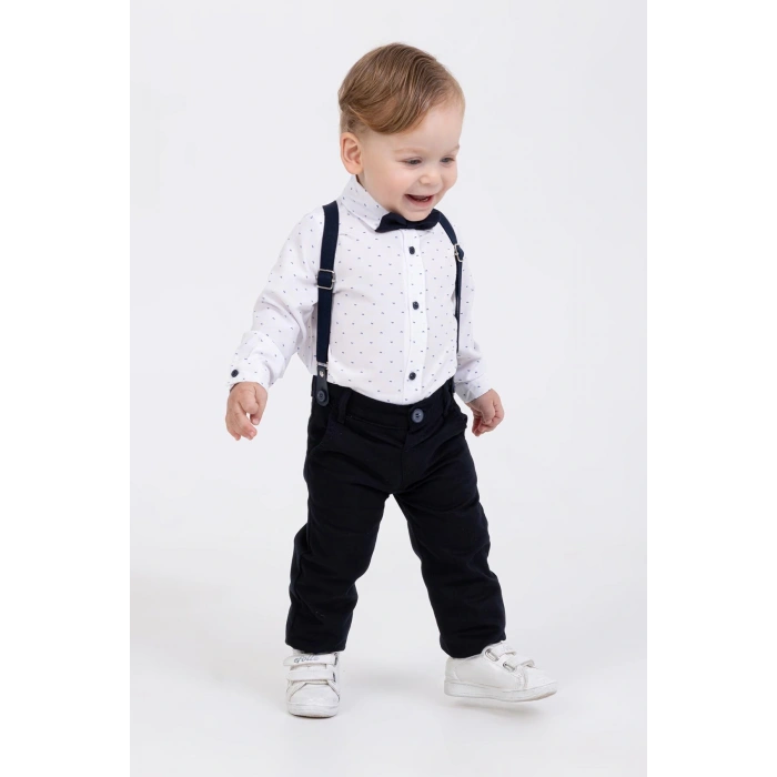 Yaprak Desenli Salopetli 4lü Erkek Çocuk Zıbın Takım