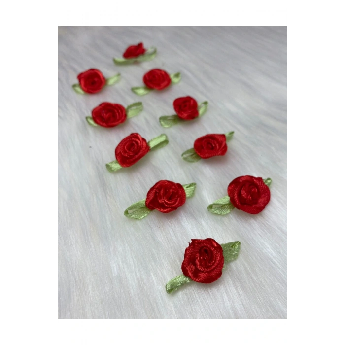 Mini Dekoratif Saten Kurdale Gül 6 Adet