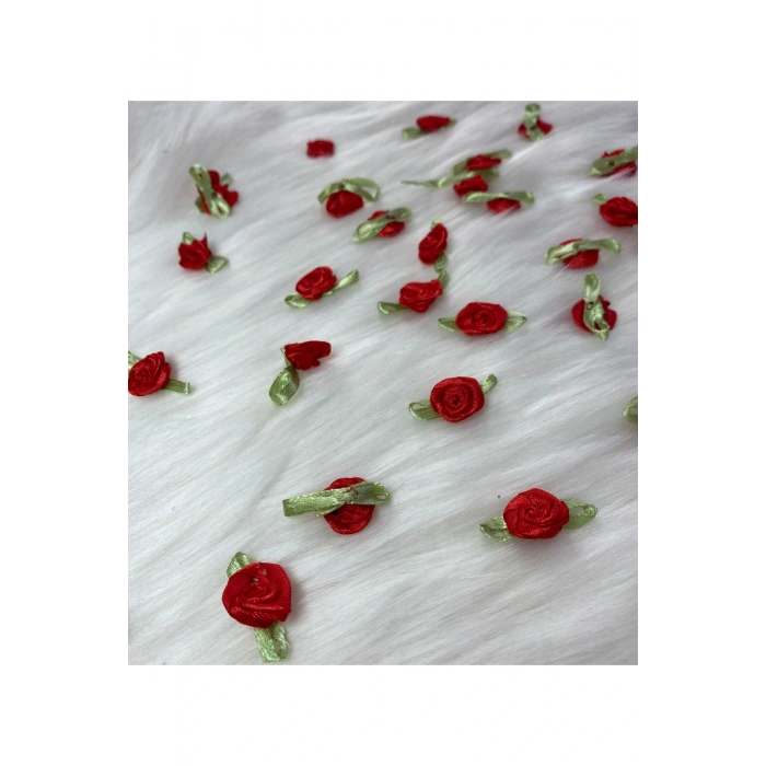 Mini Dekoratif Saten Kurdale Gül 6 Adet