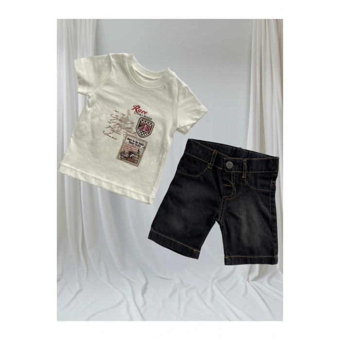 Erkek Çocuk Kot Şortlu Yazlık Takım