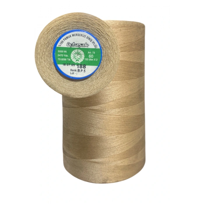 Üçbaşak Dikiş İpi 60NO Merserize Pamuk İpliği 5000m 1 Adet