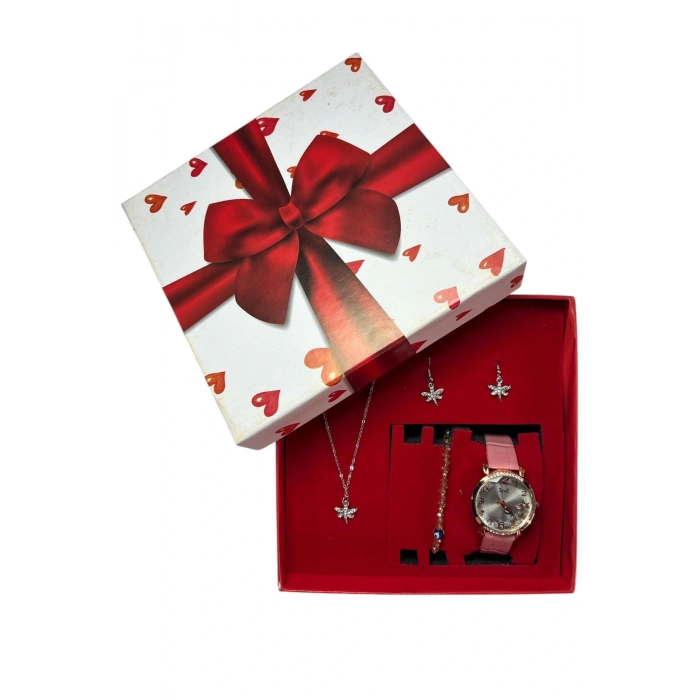 Kadın Kol Saati Bileklik Kolye Küpe Seti Hediyelik Set