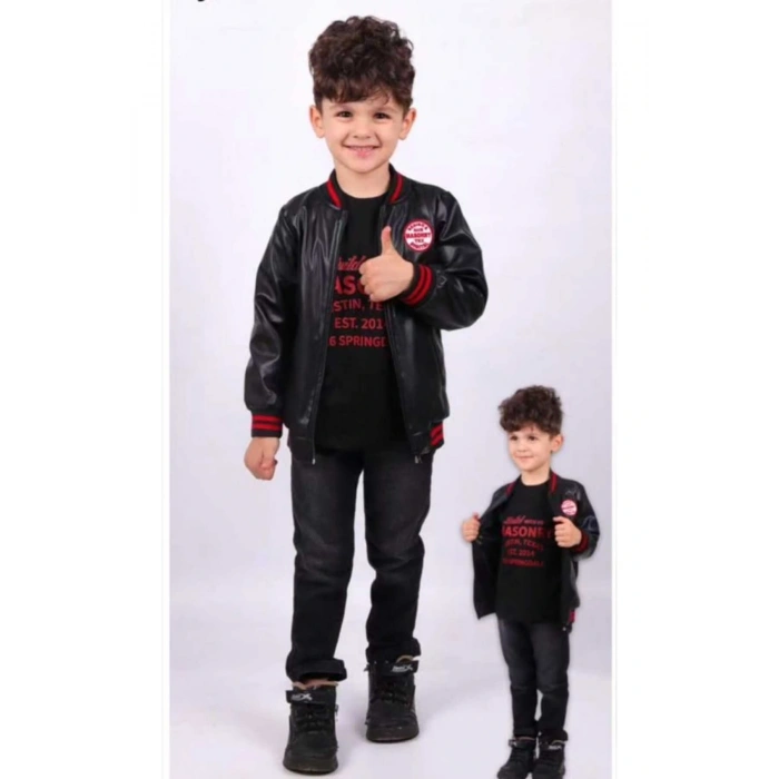 Erkek Çocuk Deri Mont