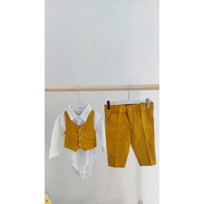 Erkek Çocuk Yelekli Gömlek Pantalon Takımı