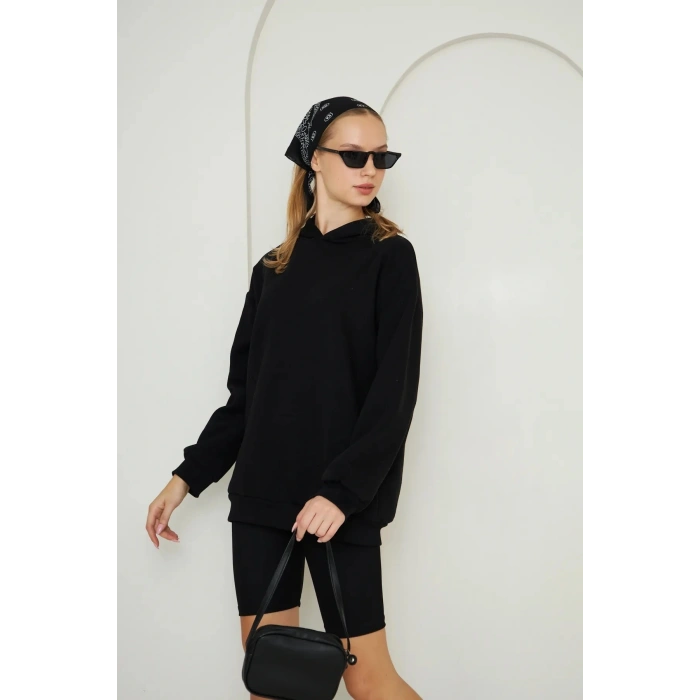 Unisex Çok Renkli 3 iplik Şardonlu Kışlık Sweatshirt Kapşonlu %100 Pamuklu