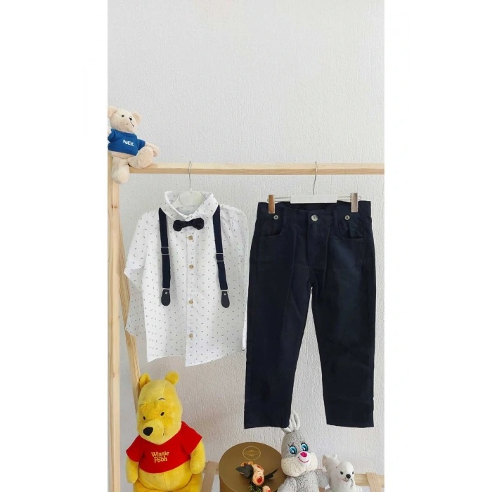 Erkek Çocuk Papyon Salopetli Gömlek Pantolon Takım