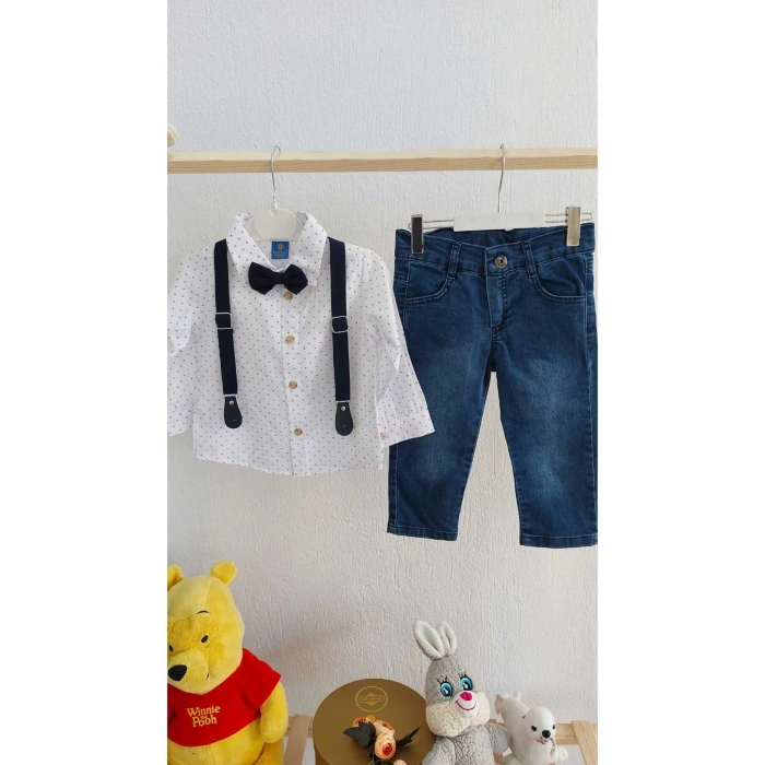 Erkek Çocuk Kot Pantolonlu Gömlek Takım