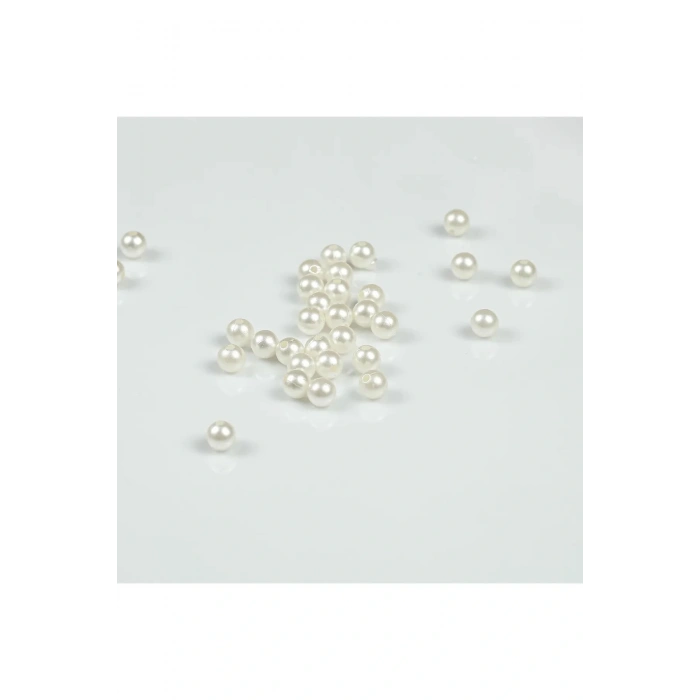 8 mm KREM RENK İNCİ BONCUK, 500 GR , PLASTİK İNCİ BONCUK