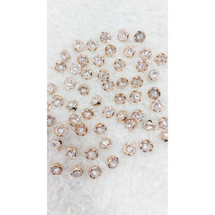 Metalize Taşlı Düğme 12mm 10 Adet. (1412)
