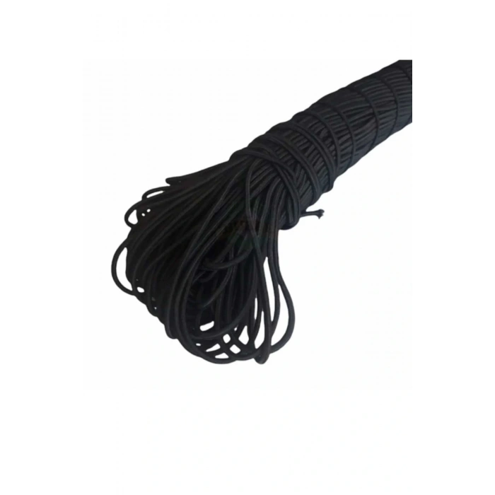 Siyah Ince Fitil Lastik Bel Paça Don Lastiği Şapka Lastiği ( 100 Mt )
