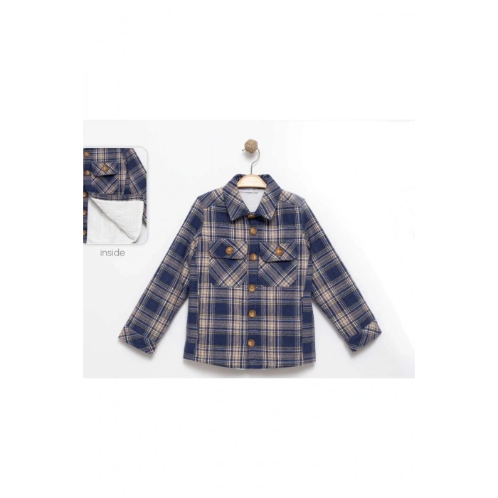 Ekose Uzun Kollu Erkek Çocuk Welsoft Gömlek Ceket