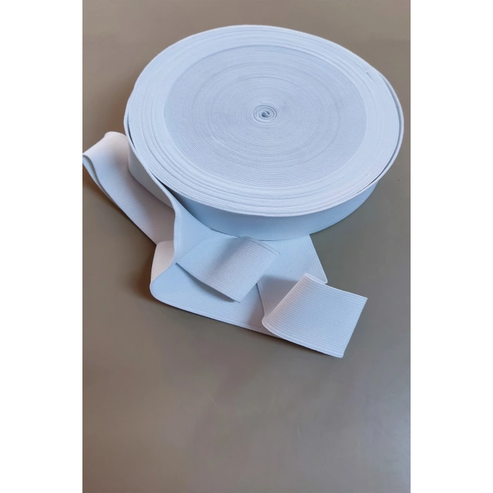 3 Cm Bel Lastiği - Dokuma Lastik - Beyaz-25mt