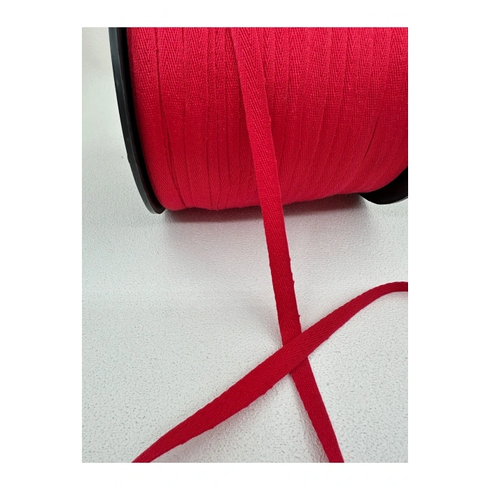 1 cm polyester balıksırtı şerit-5 metre-kırmızı