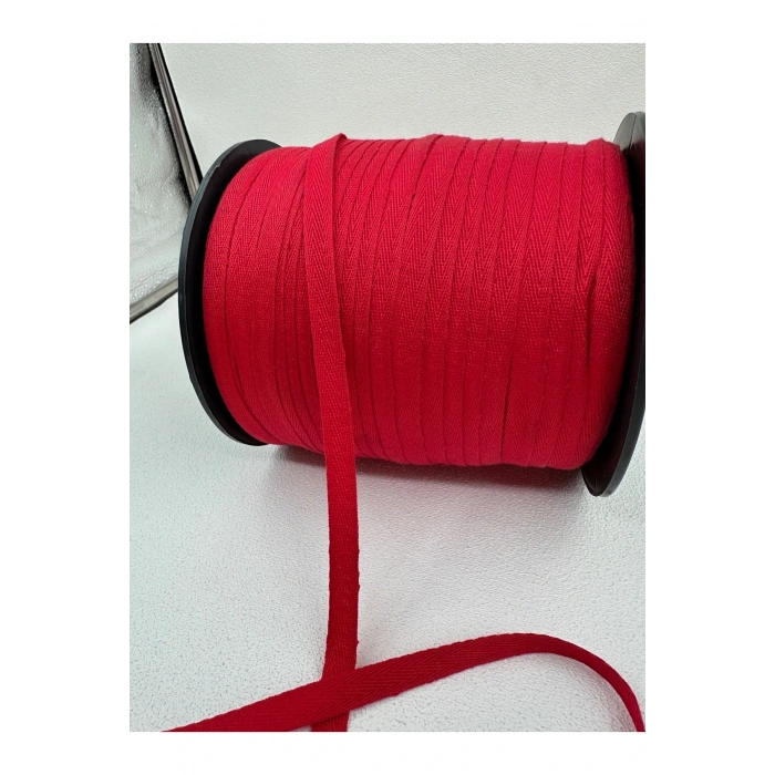 1 cm polyester balıksırtı şerit-5 metre-kırmızı