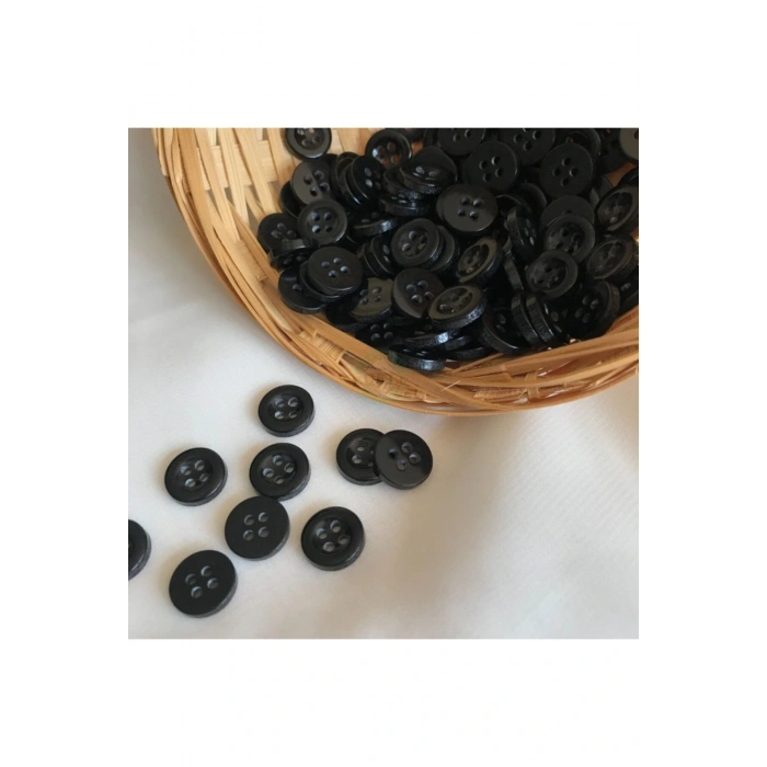 18 Boy Siyah Tombul Düğme - Gömlek Düğmesi ( 1000 Adet )