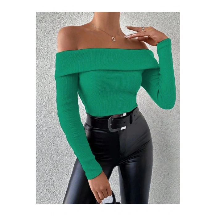 Kadın Kaşkorse Kumaş Madonna Yaka Kazak