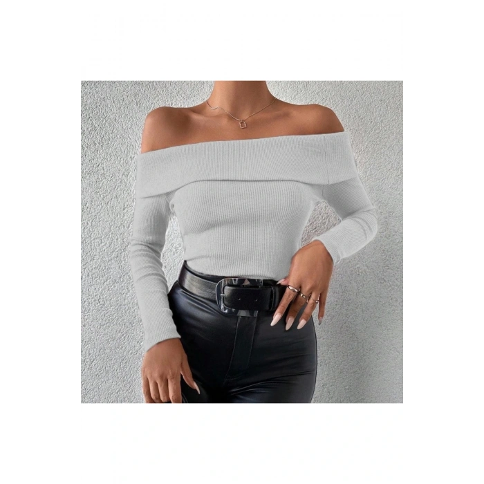 Kadın Kaşkorse Kumaş Madonna Yaka Kazak