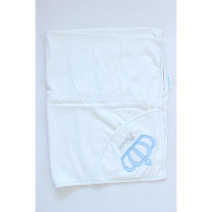 Prince Taç Kabartmalı Bebek Banyo Havlusu Beyaz