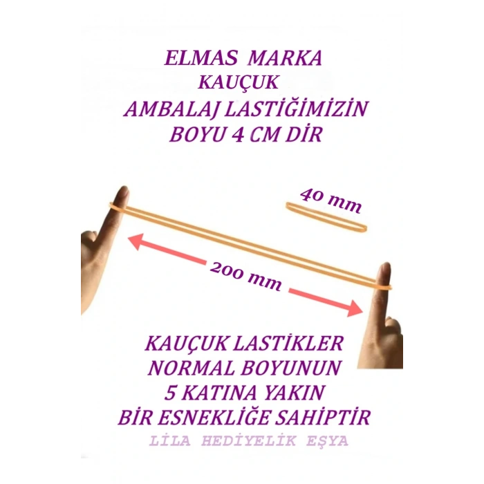 1000 Adet Kauçuk Elmas Marka Ambalaj Lastiği  / Paket Lastiği / 40 mm /