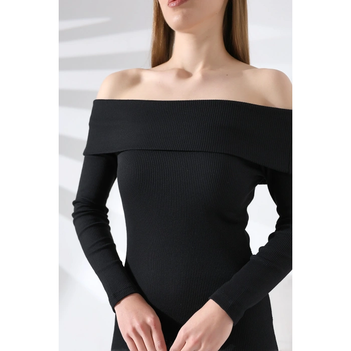 MADONNA YAKA UZUN KOL KAŞKORSE ELBİSE VG036