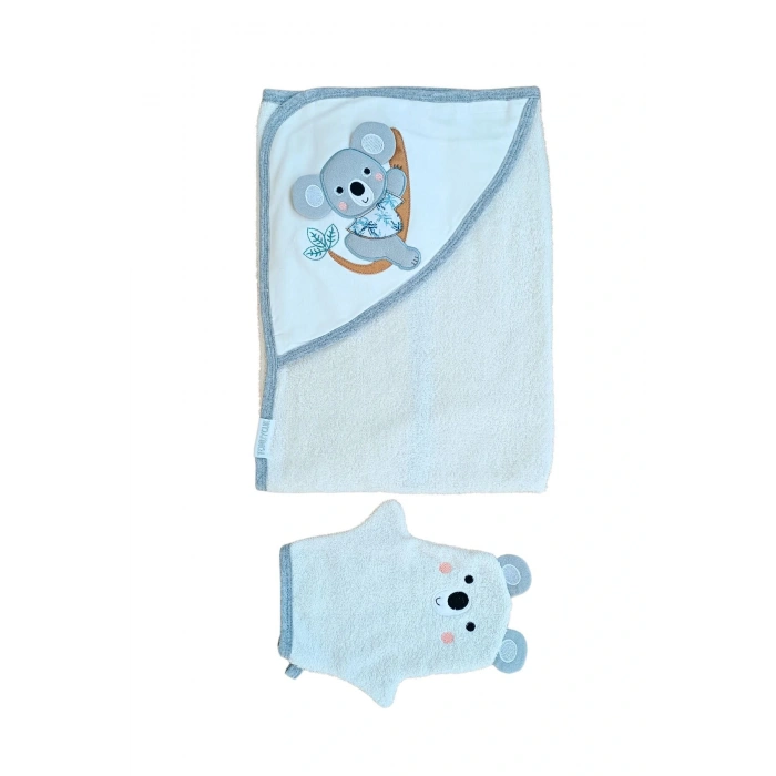 %100 Pamuklu Başlıklı Bebek Banyo Havlusu - Yumuşak & Su Emici Nakışlı Bebek Havlusu