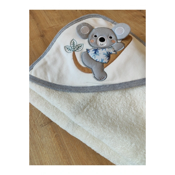 %100 Pamuklu Başlıklı Bebek Banyo Havlusu - Yumuşak & Su Emici Nakışlı Bebek Havlusu