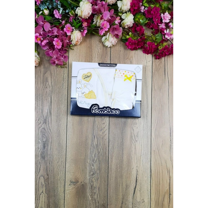 Bombino Tavşan Nakışlı 5 Parça Hastane Çıkışı Zıbın Set