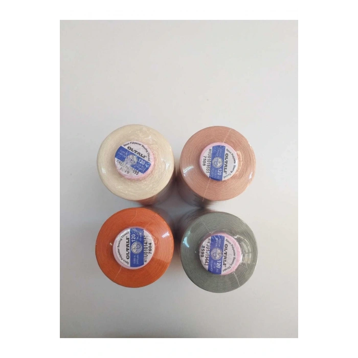 Turuncu - Krem- Pembe - Yeşil 4 Adet Dikiş Ipliği 5000 Mt.