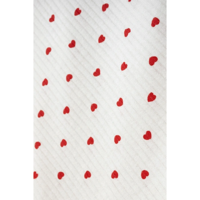 Kırmızı Kalpli Naturel Pamuklu 80x90 cm Çift Kat Bebek Battaniye
