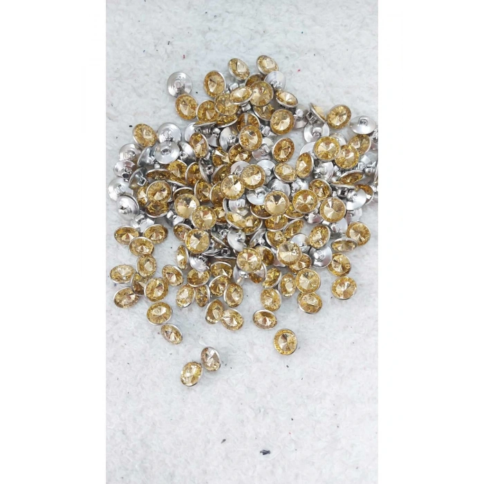 Taşlı Altın Sarı Metalize Alttan Ayaklı Abiye Düğme 1 Cm 18 Boy 11mm  ( 20 ADET )