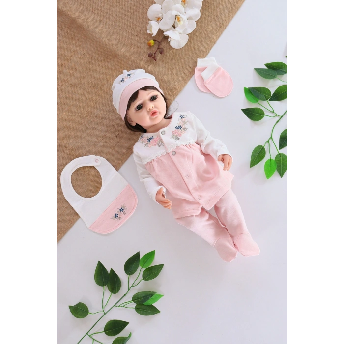 Kız Bebek Organik Natural Somon 5 Li Hastane Çıkışı