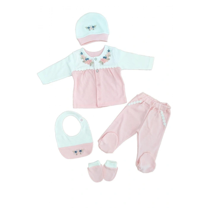 Kız Bebek Organik Natural Somon 5 Li Hastane Çıkışı